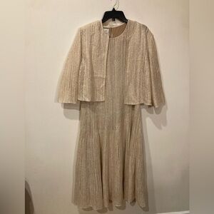 St. John Shimmering Gold Sleeveless Dress with Jacket